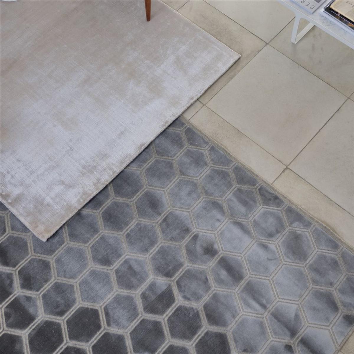 Manipur Geometric Viscose Rugs in Silver by Designers Guild – image 2