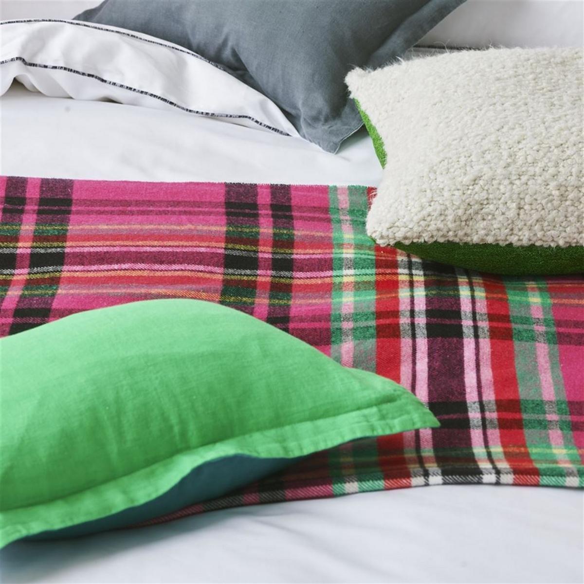 Chennai Fuchsia Tartan Woven Throw in Pink Multi by Designers Guild&nbsp;130x190cm – image 2