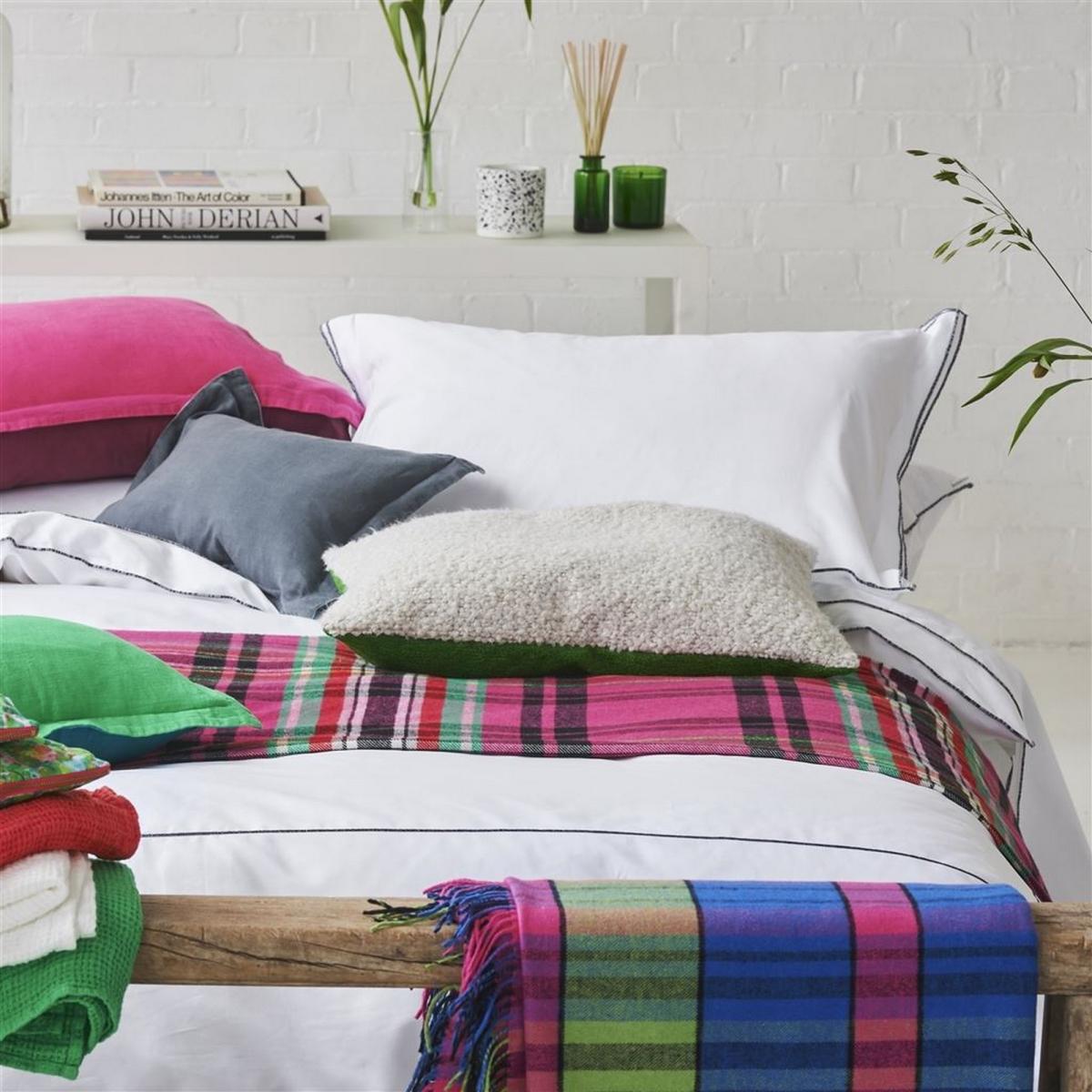 Chennai Fuchsia Tartan Woven Throw in Pink Multi by Designers Guild&nbsp;130x190cm – image 3