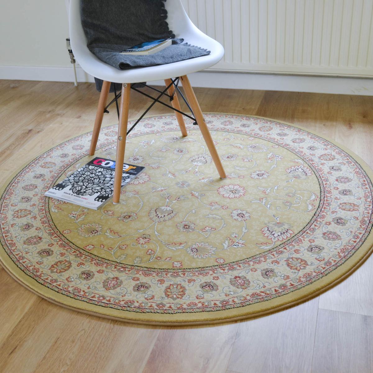Noble Art Traditional Bordered Circle Rugs 6529 790 in Gold 160x160cm – image 3