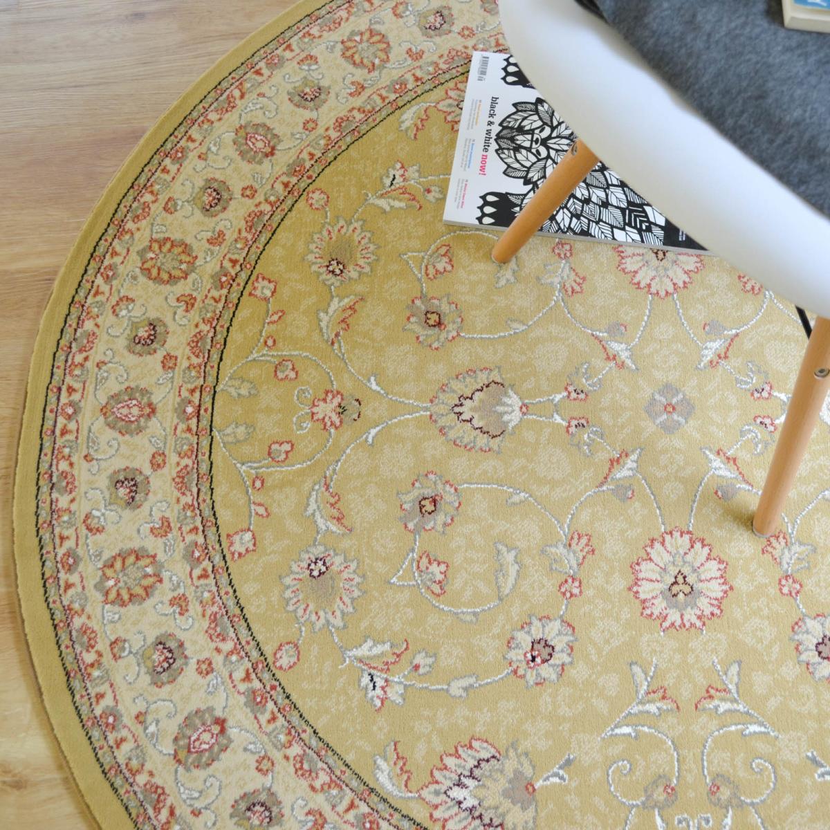 Noble Art Traditional Bordered Circle Rugs 6529 790 in Gold 160x160cm – image 4