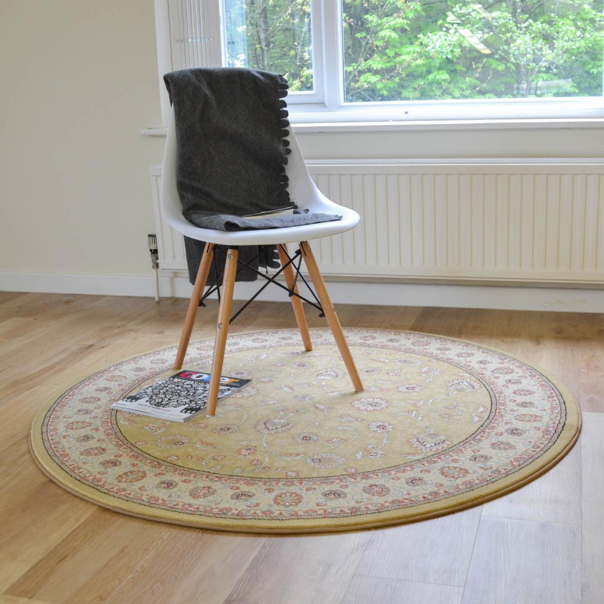 Noble Art Traditional Bordered Circle Rugs 6529 790 in Gold 160x160cm – image 1