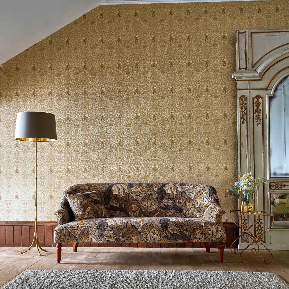 Snakeshead Wallpaper 216429 by Morris & Co in Gold Linen Roll – image 2