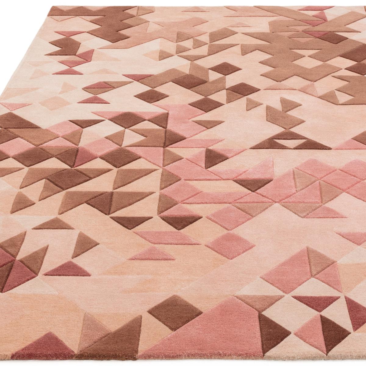 Enigma Modern Carved 3D Wool Rugs in Rose Pink Multi120x170cm – image 3