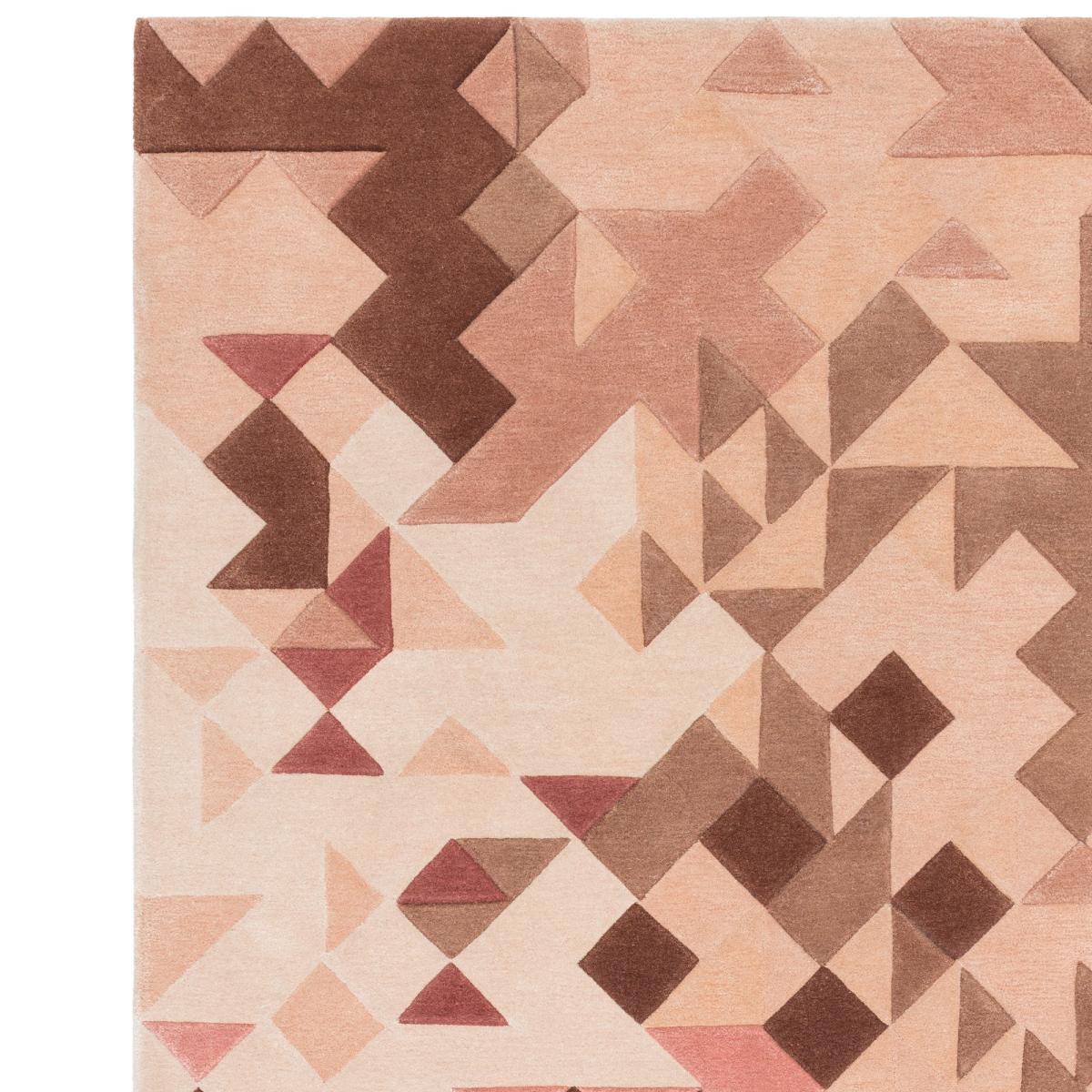 Enigma Modern Carved 3D Wool Rugs in Rose Pink Multi120x170cm – image 4