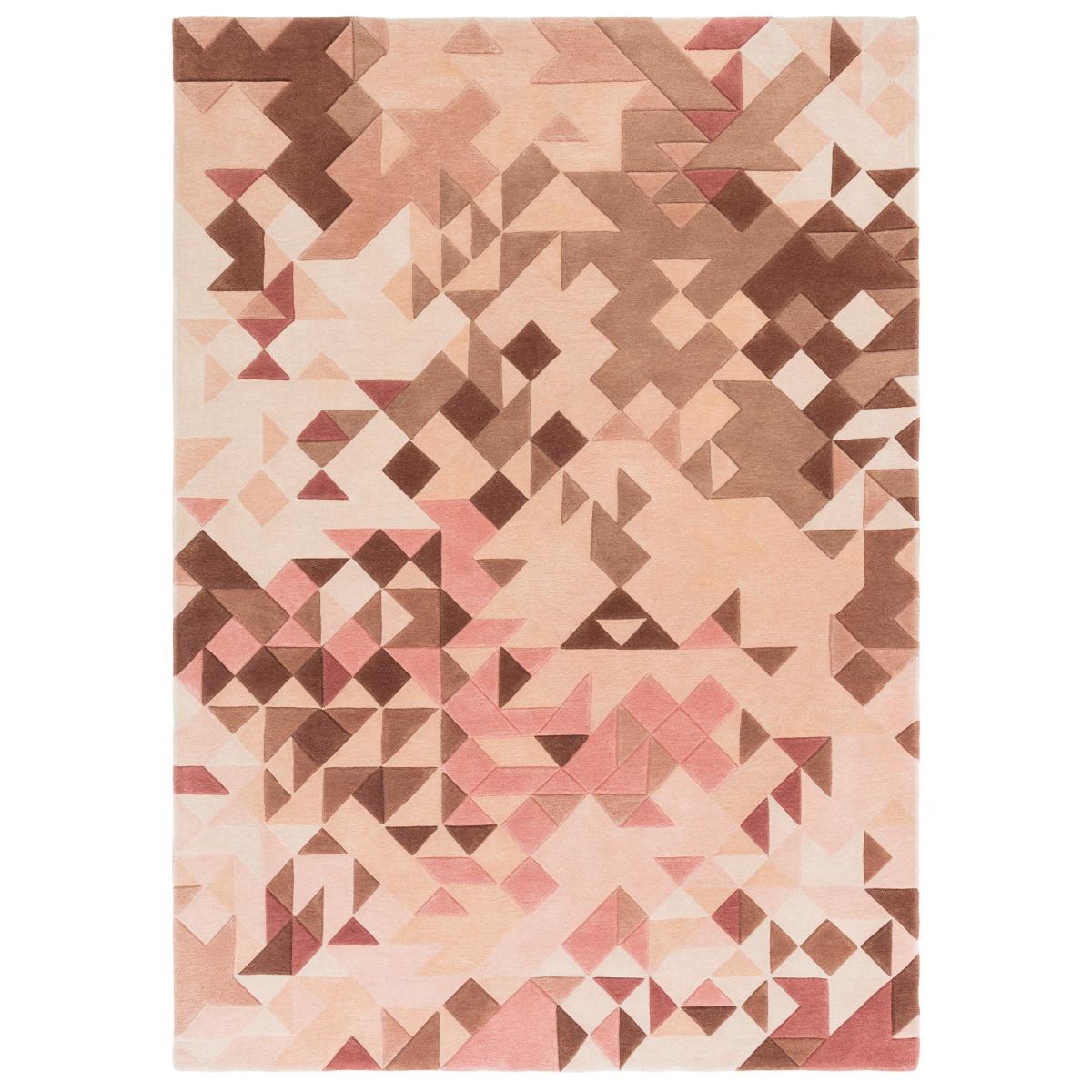 Enigma Modern Carved 3D Wool Rugs in Rose Pink Multi120x170cm – image 5