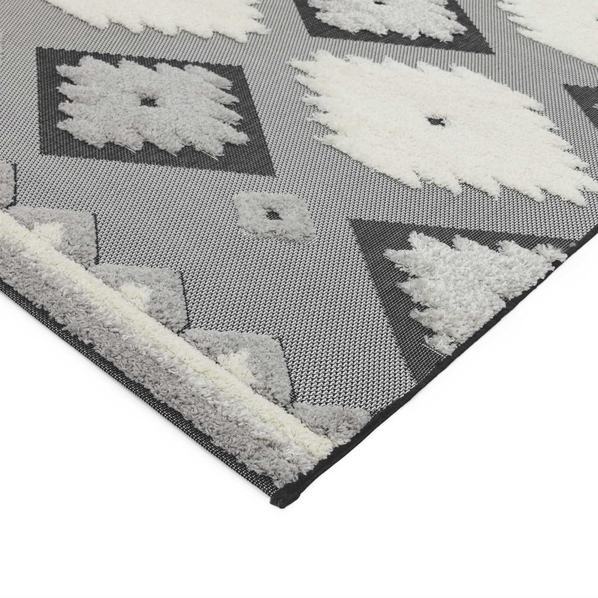 Monty Tribal Geometric Outdoor Rugs in MN01 Black Cream – image 2