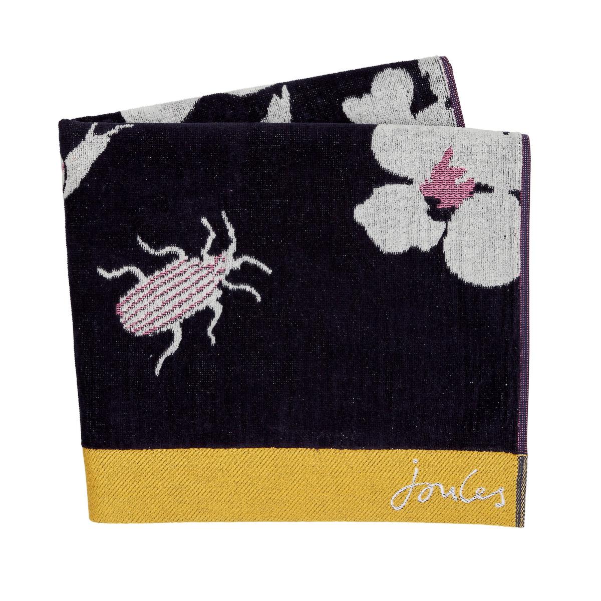 Floral Beasts Cotton Towels by Joules in Navy Blue 90x150cm – image 2