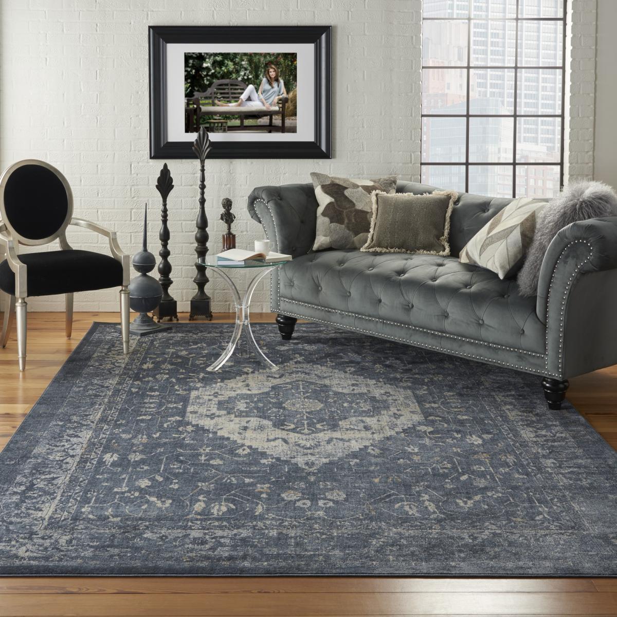Malta Traditional Border Rugs MAI11 by Kathy Ireland in Navy 160x231cm – image 1