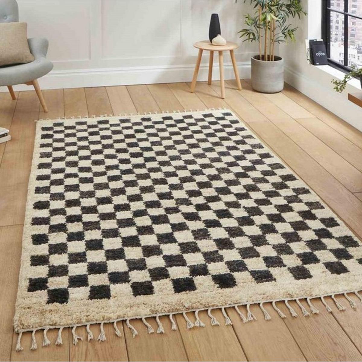 Hemp 26588 Shaggy Checked Rugs in Multi120X170cm – image 1