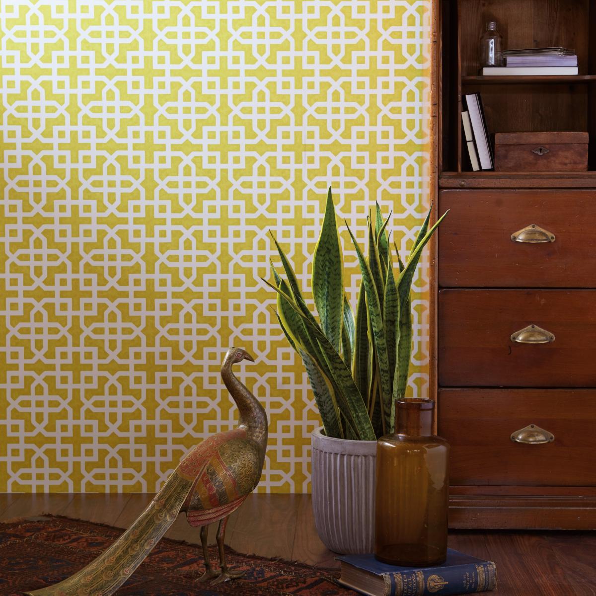 Monserrat Wallpaper W0084 01 by Clarke and Clarke in Citron&nbsp;Roll – image 2