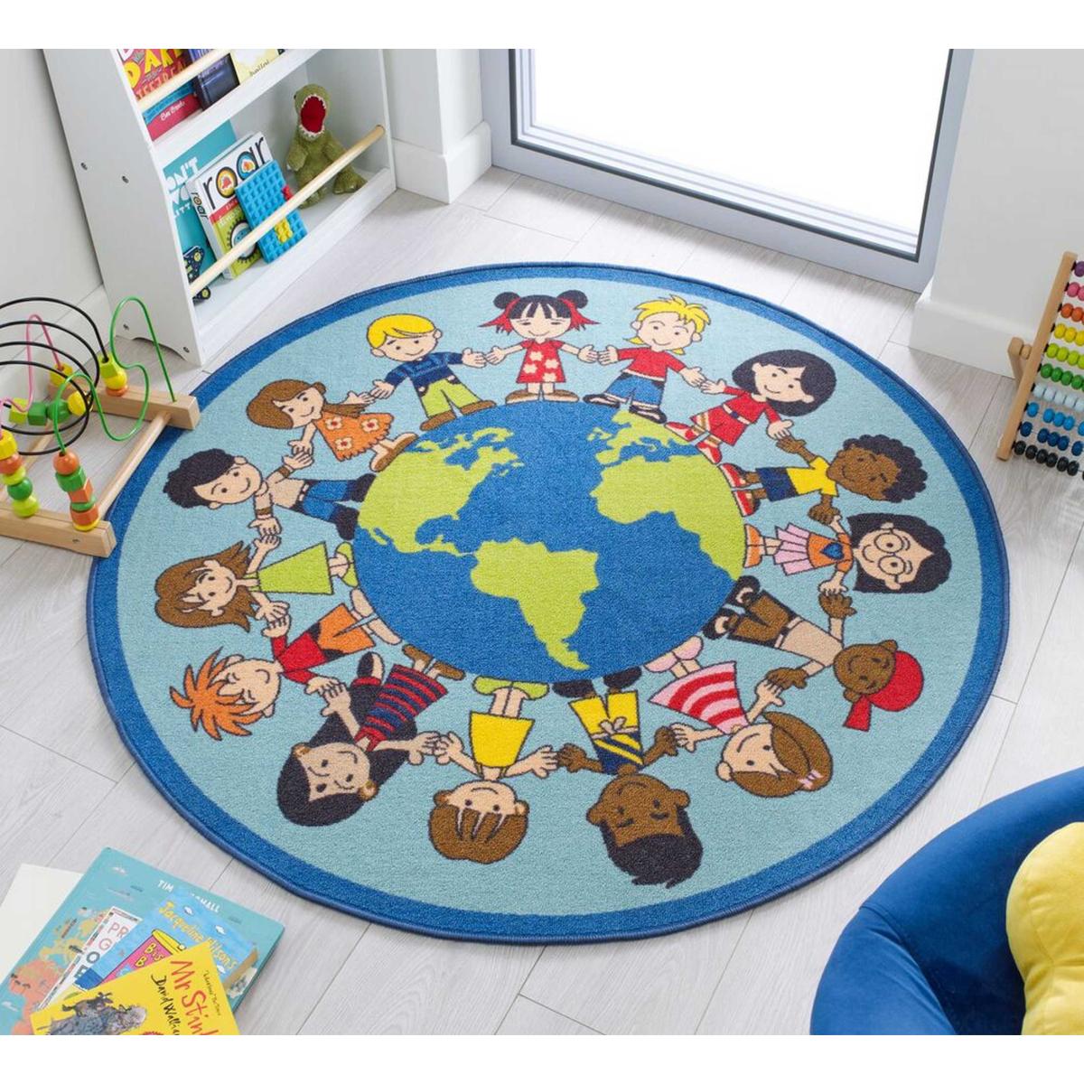 Kids World Play Circle Round Rug in Multi – image 2
