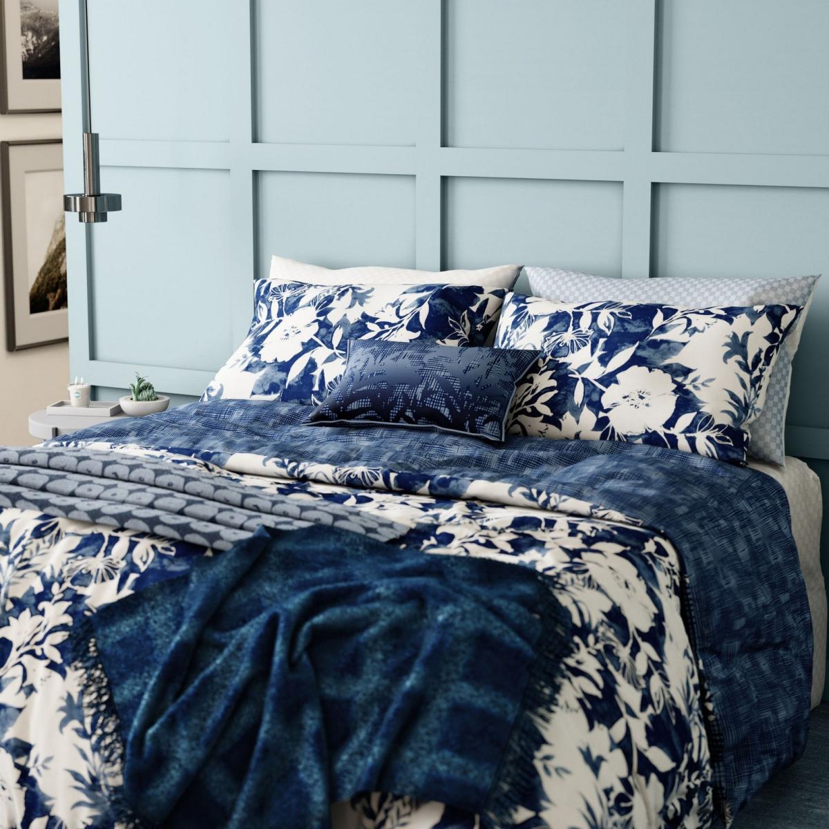 Lilium Floral Bedding Duvet Cover and Pillowcase By Helena Springfield in Indigo Blue&nbsp;74x48cm – image 2