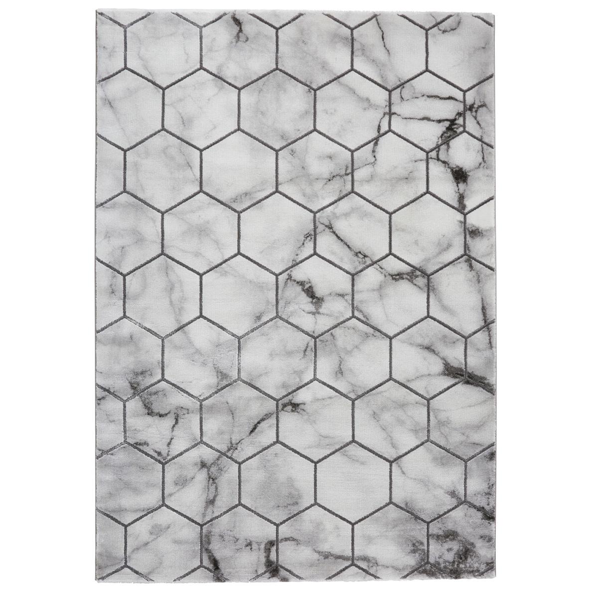 Craft NG719 Marble Effect Honeycomb Rugs in Grey Silver – image 2