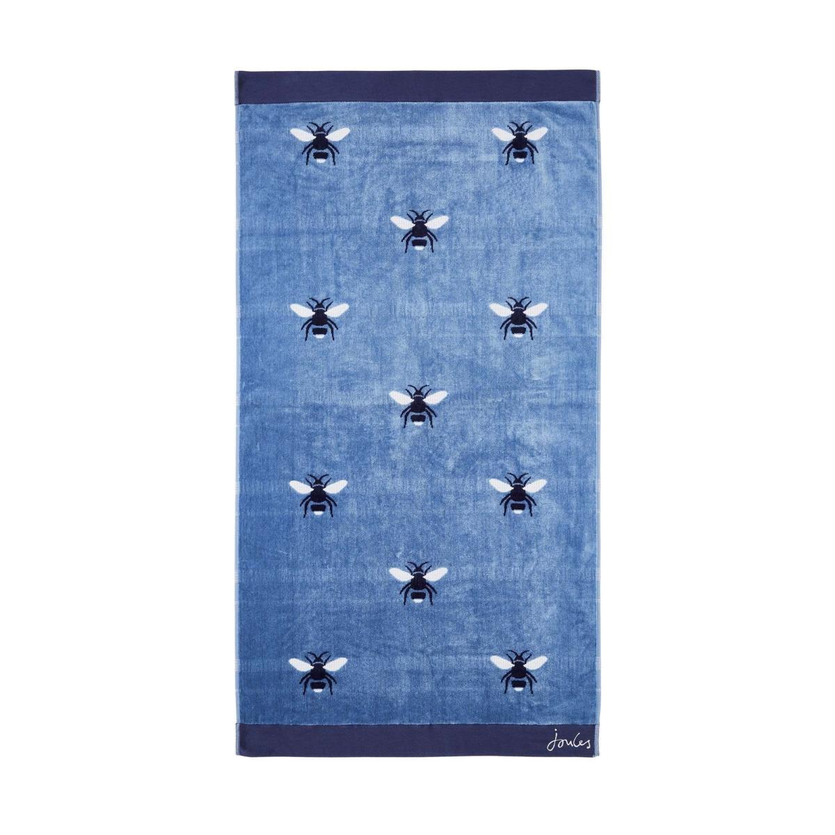 Botanical Bee Cotton Bath Towels by Joules in Pale Blue 90x150cm – image 2
