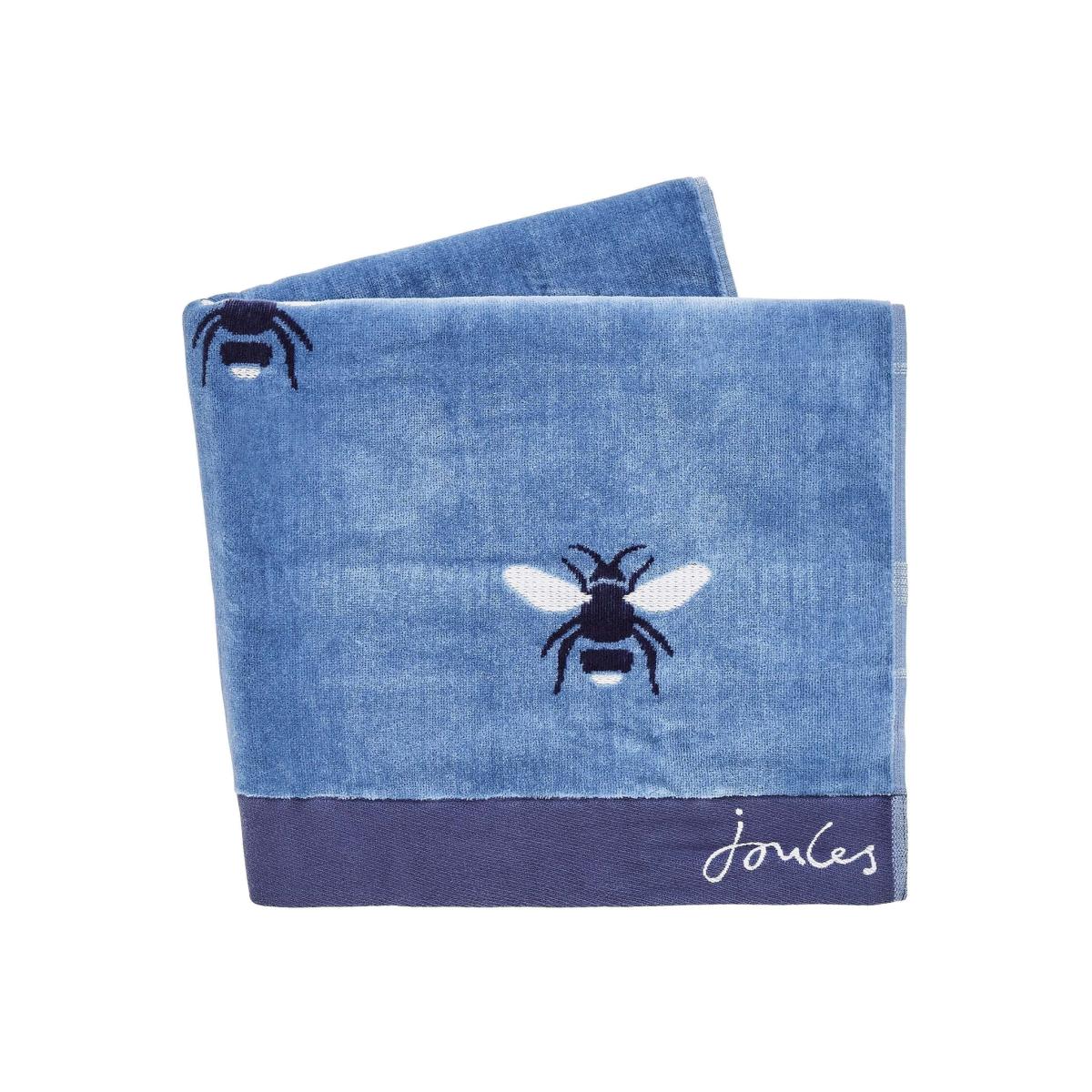Botanical Bee Cotton Bath Towels by Joules in Pale Blue 90x150cm – image 1