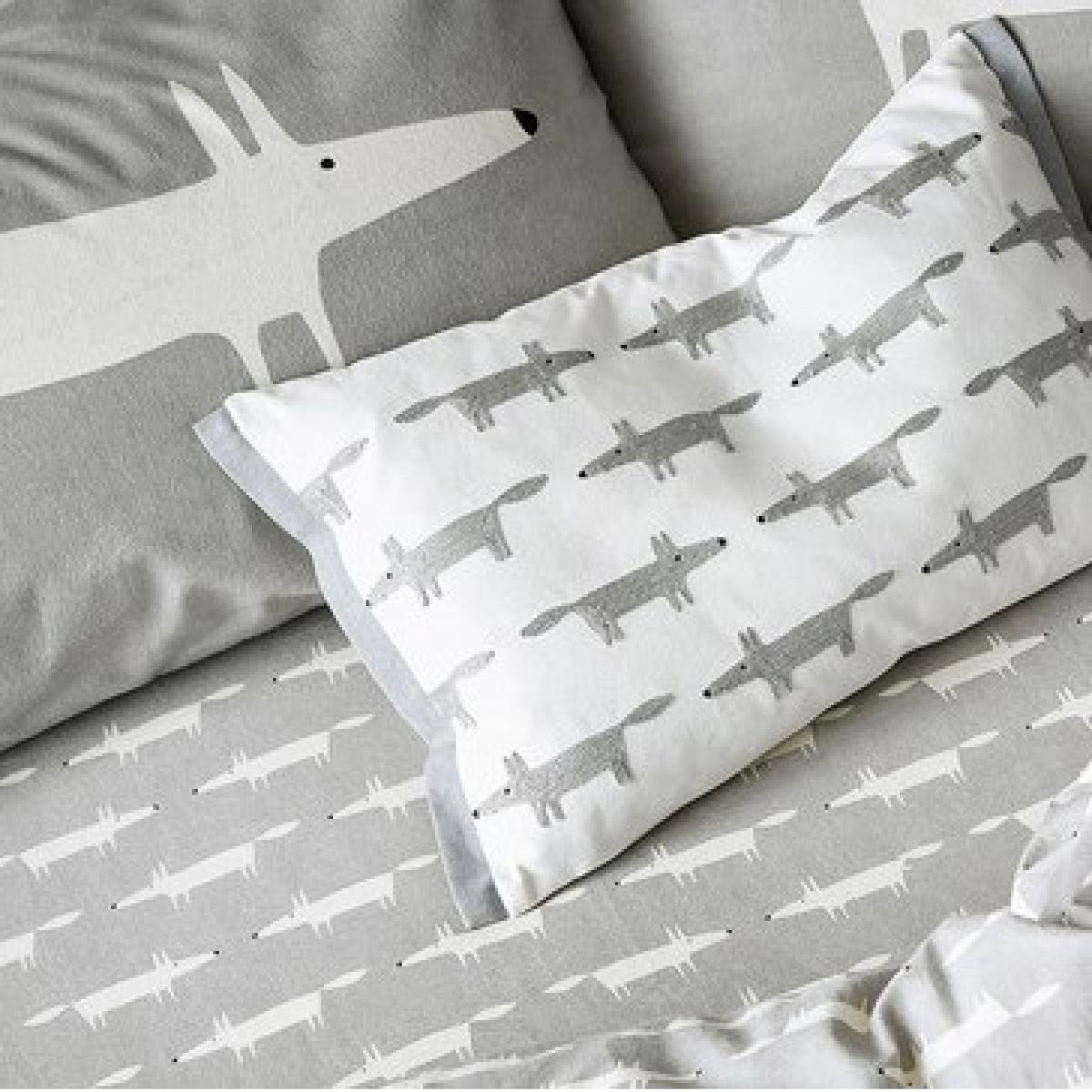 Mr Fox Brushed Cotton Fitted Sheet Scion in Silver Grey180x200cm – image 2