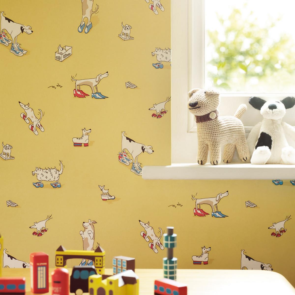 Dogs in Clogs Wallpaper 214012 by Sanderson in Yellow&nbsp;Roll – image 2