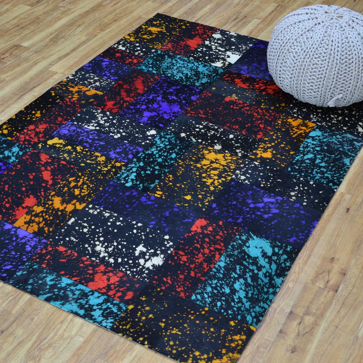 Leather Patchwork Rug in Multi Colours – image 1
