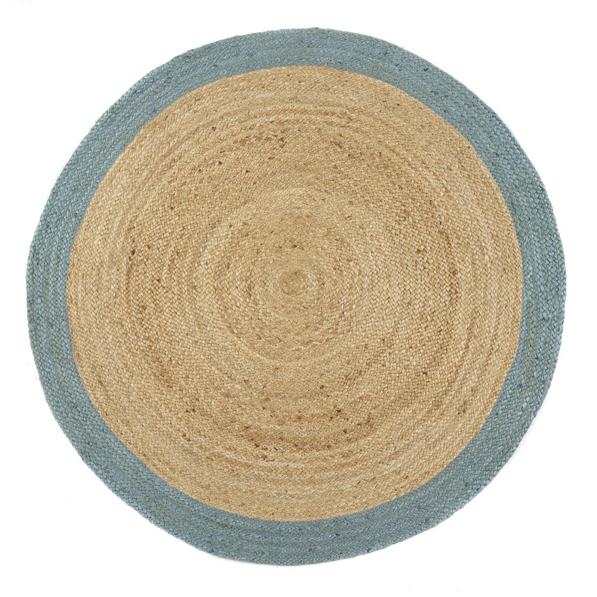 Jute Bordered Circle Rugs in Duck Egg Blue – image 2