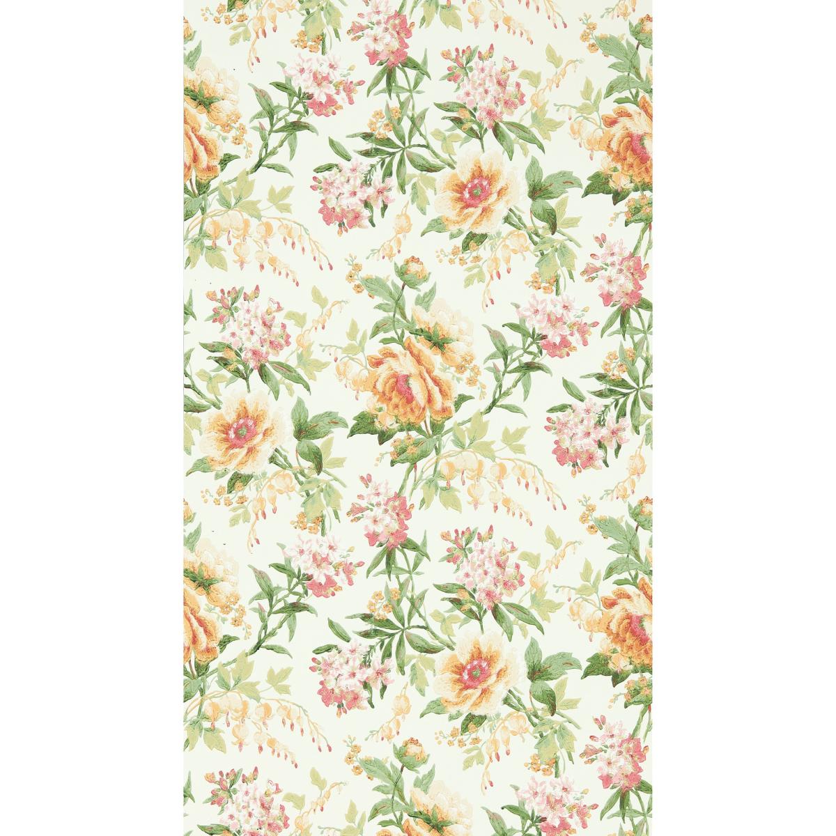 Olivia Wallpaper 217038 by Sanderson in Botanical Green Orange Roll