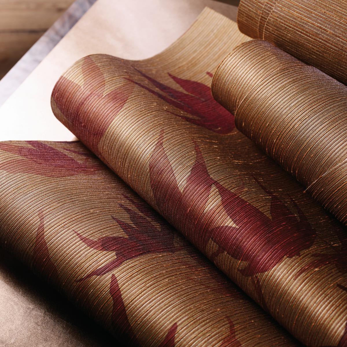 Acer Leaf Wallpaper 312496 by Zoffany in Red Wood Teal Blue Roll – image 4