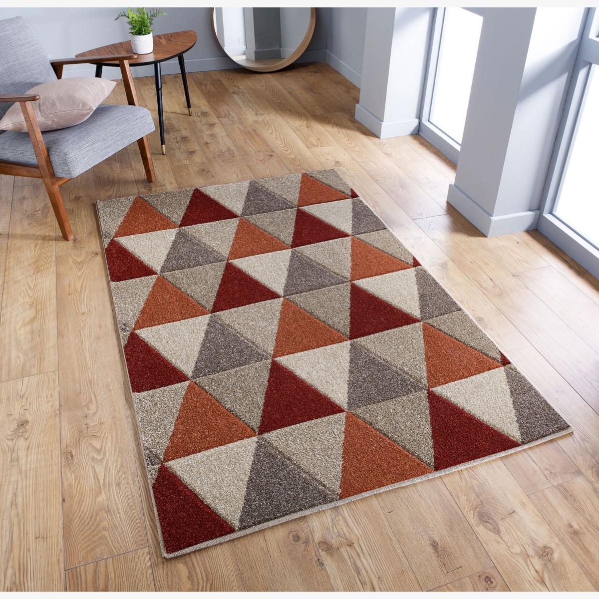 Portland Modern Triangle Geometric Beige Orange Rugs 663J – image 1