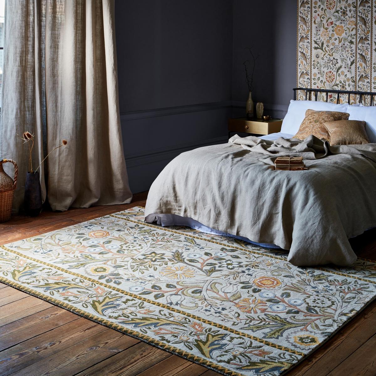Wilhelmina Floral Rugs 127401 in Linen Mustard by William Morris – image 2