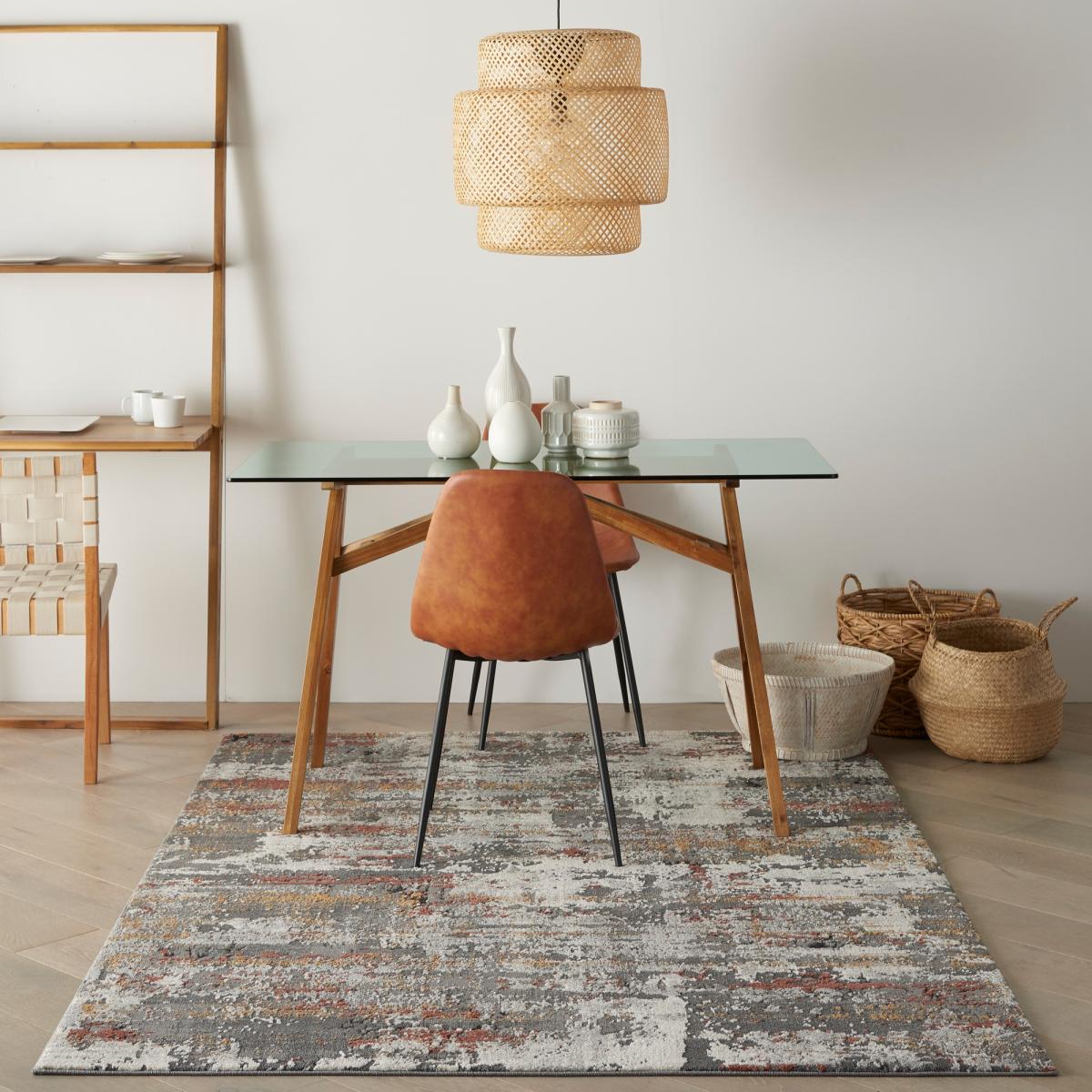 Tangra TNR02 Abstract Rug by Nourison in Grey Multicolour162x223cm – image 1