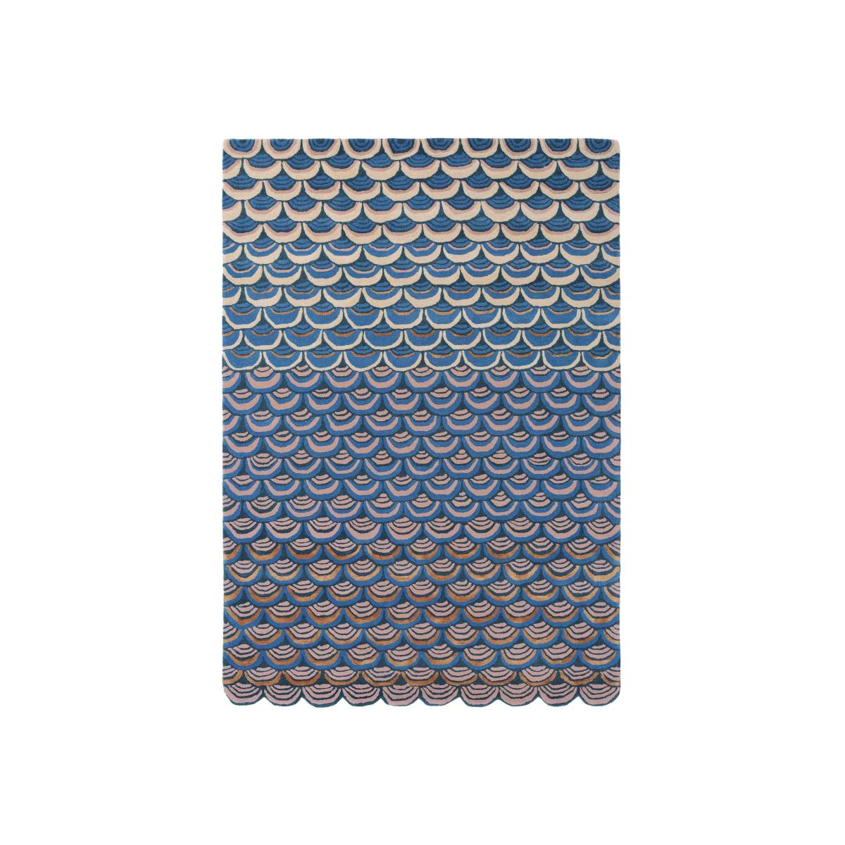Masquerade Geometric Scale Wool Rugs 16008 by Ted Baker in Blue