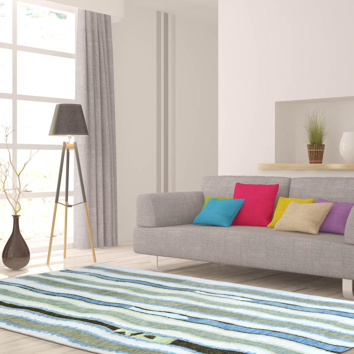 Loretta rugs in Ivory, Green and Blue – image 1