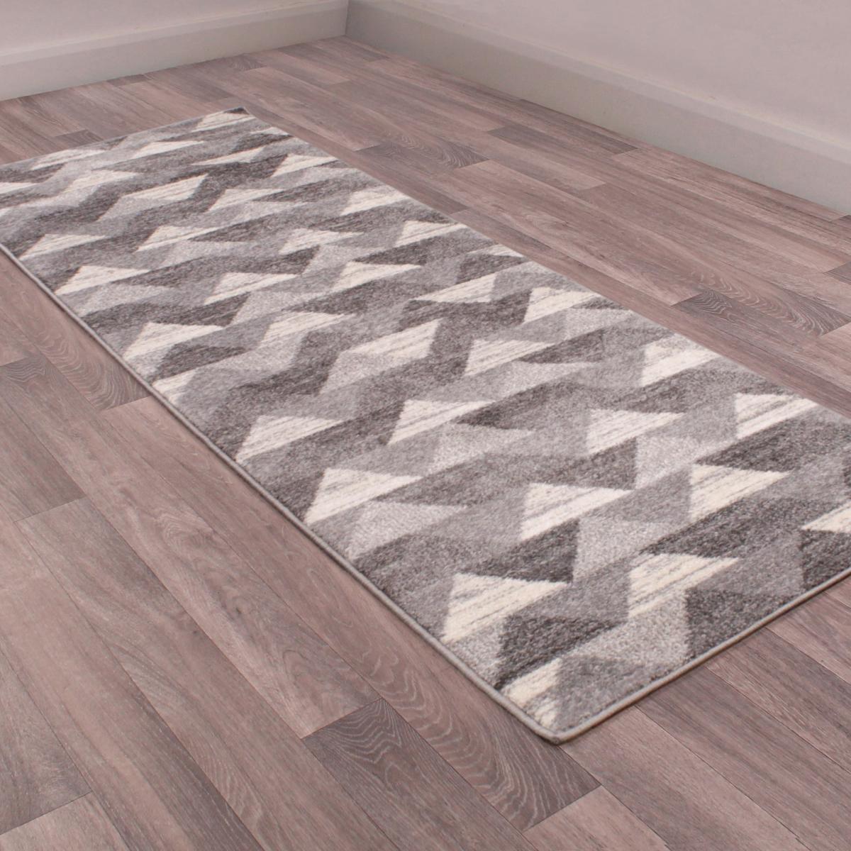 Spirit Triangle Modern Geometric Runner Rugs in Grey – image 2