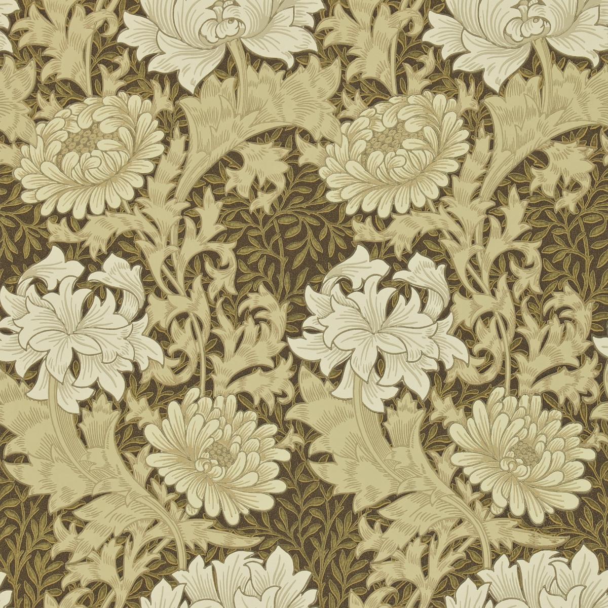 Chrysanthemum Wallpaper 212547 by Morris & Co in Bullrush Brown Roll