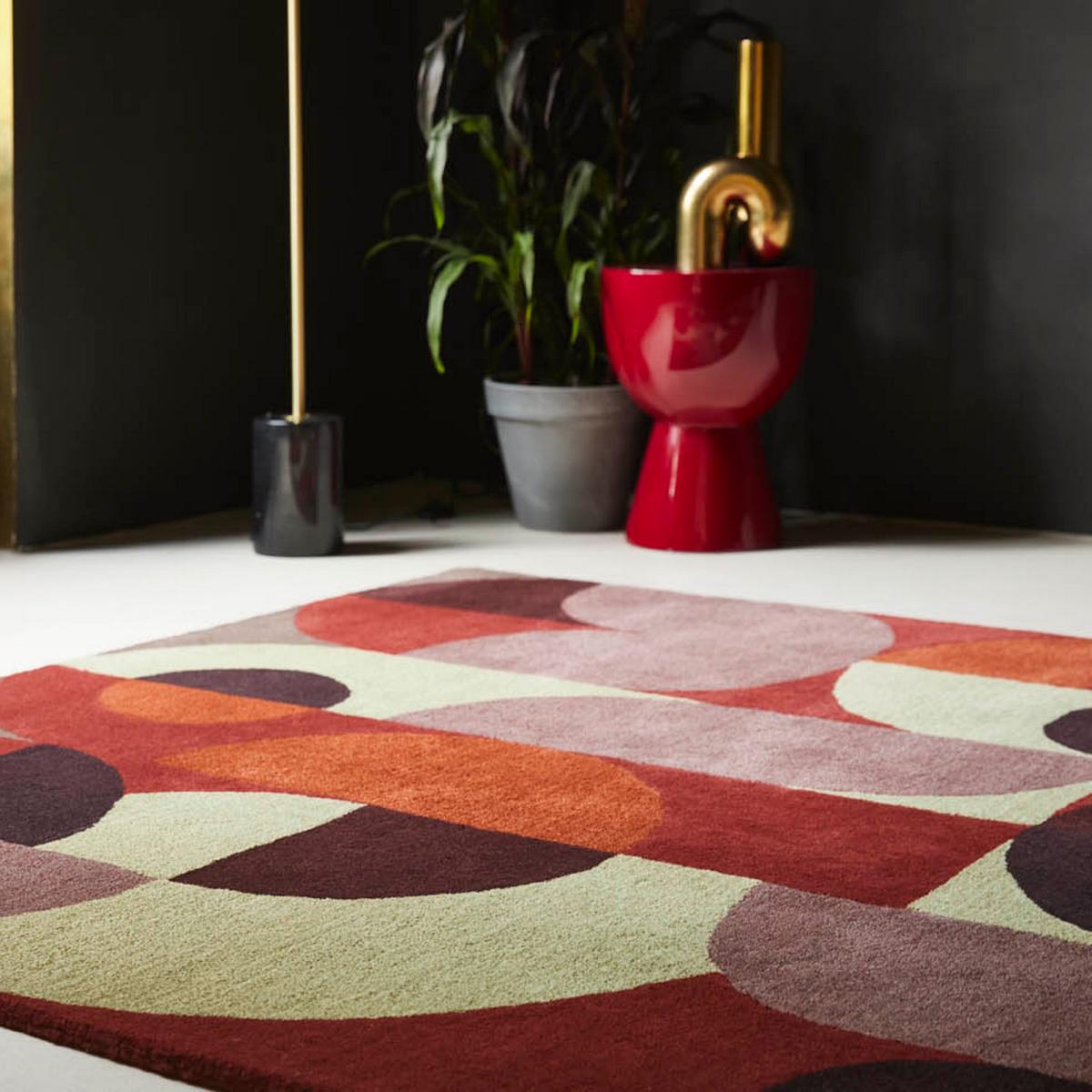 Decor Cosmo Geometric Rugs in Red Pale Green 095203 By Brink and Campman – image 2