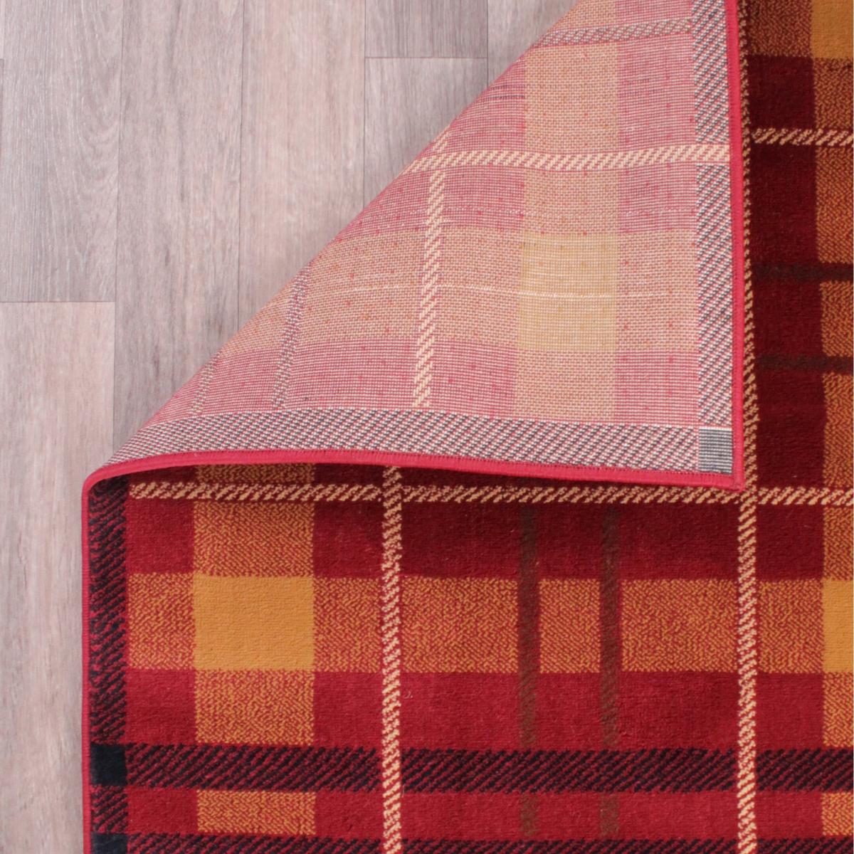 Tartan Check Modern Rugs in Red – image 2