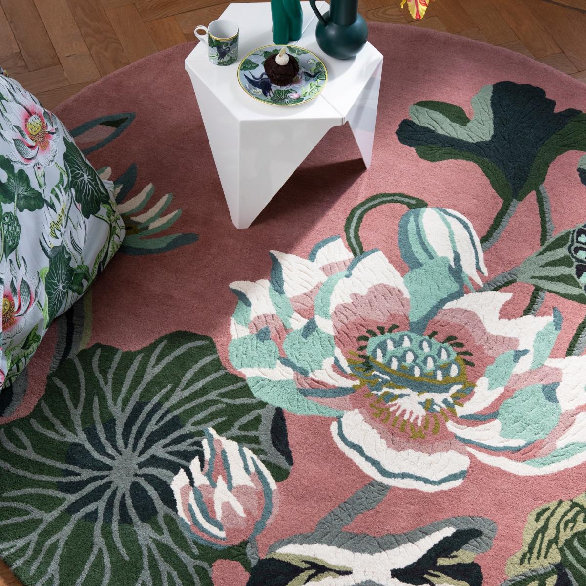 Waterlily Round Rugs 38602 by Wedgwood in Dusty Rose Pink – image 1