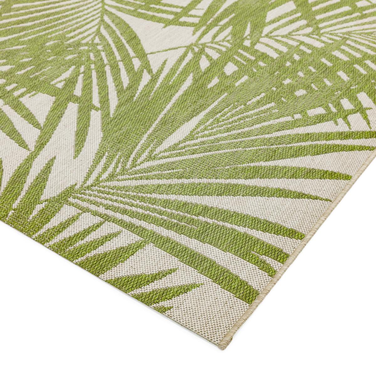 Patio Palm PAT15 Botanical Leaf Outdoor Rugs in Green Beige – image 2