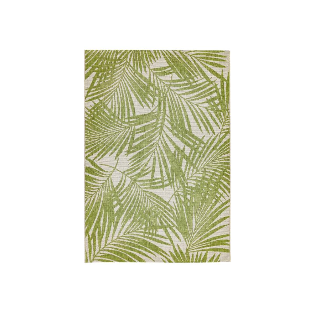 Patio Palm PAT15 Botanical Leaf Outdoor Rugs in Green Beige – image 1