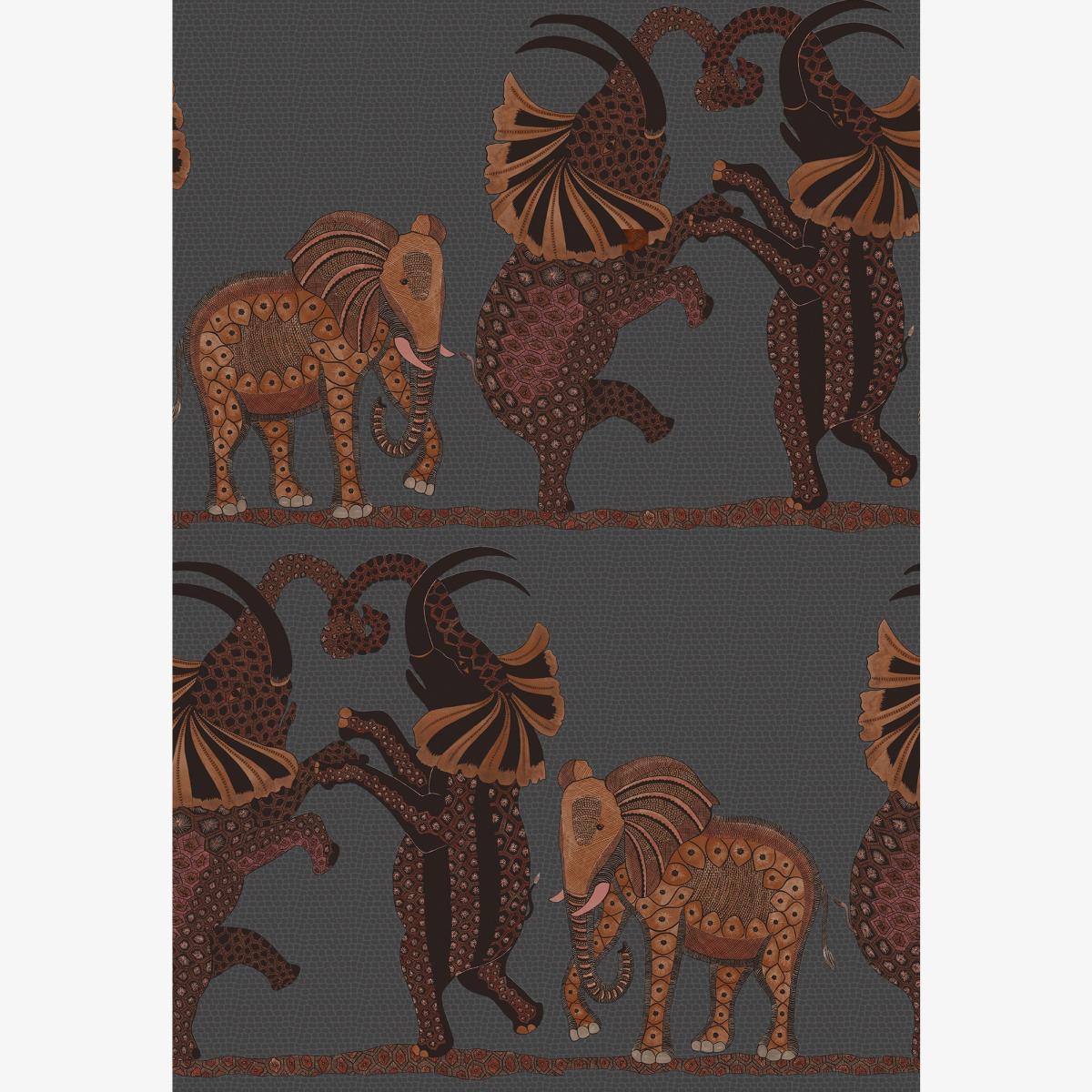 Safari Dance Wallpaper 8040 by Cole & Son in Ginger CharcoalRoll