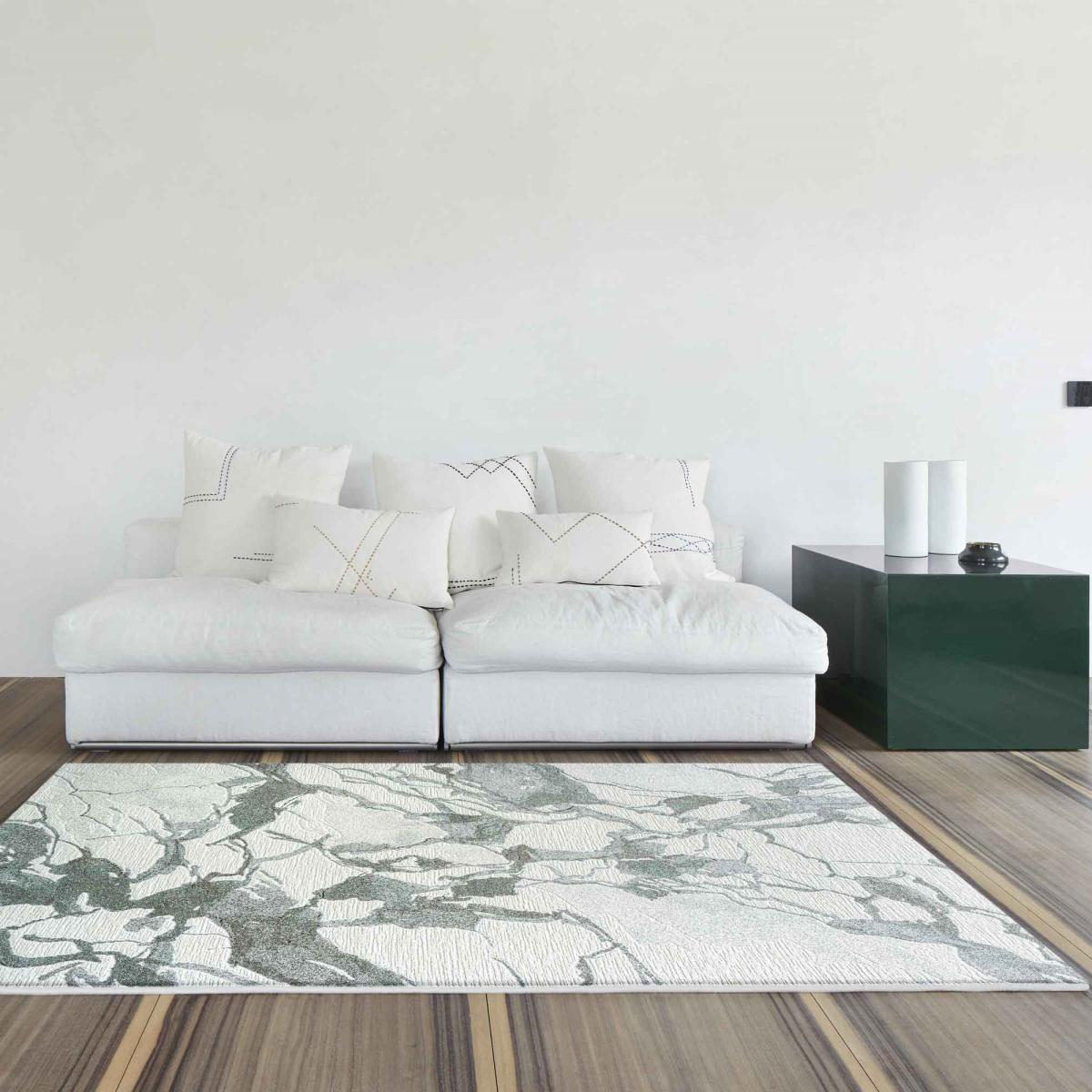 Milano 46014 6141 Abstract Marble Rugs in Grey 80x150cm – image 1