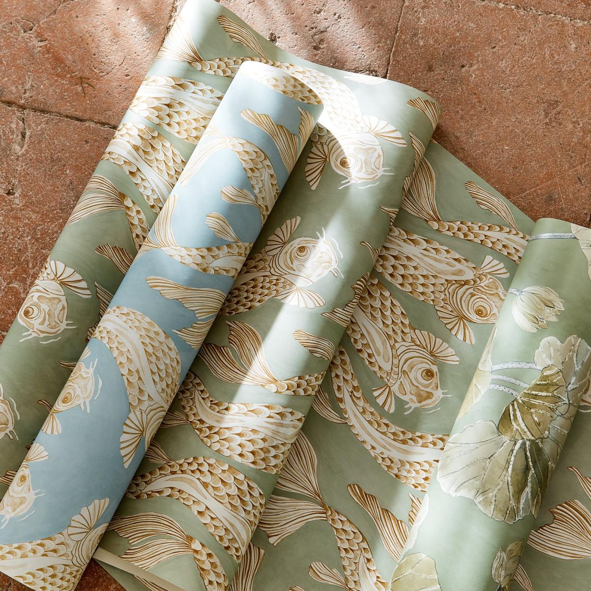 Voyaging Koi Wallpaper 217115 by Sanderson in Clear Sky Persimmon Roll – image 2