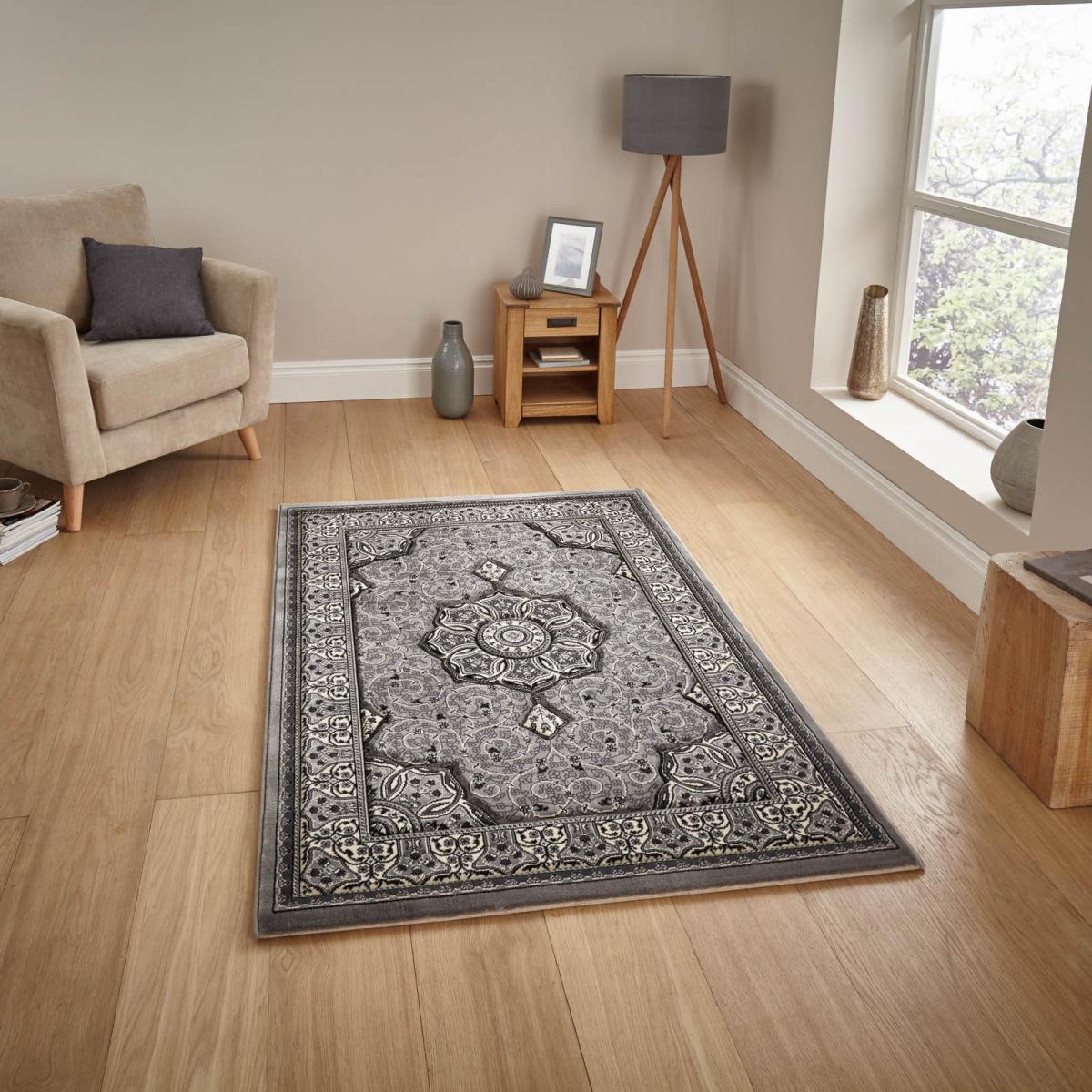 Heritage Traditional Medallion Rugs 4400 in Grey 120x170cm – image 1