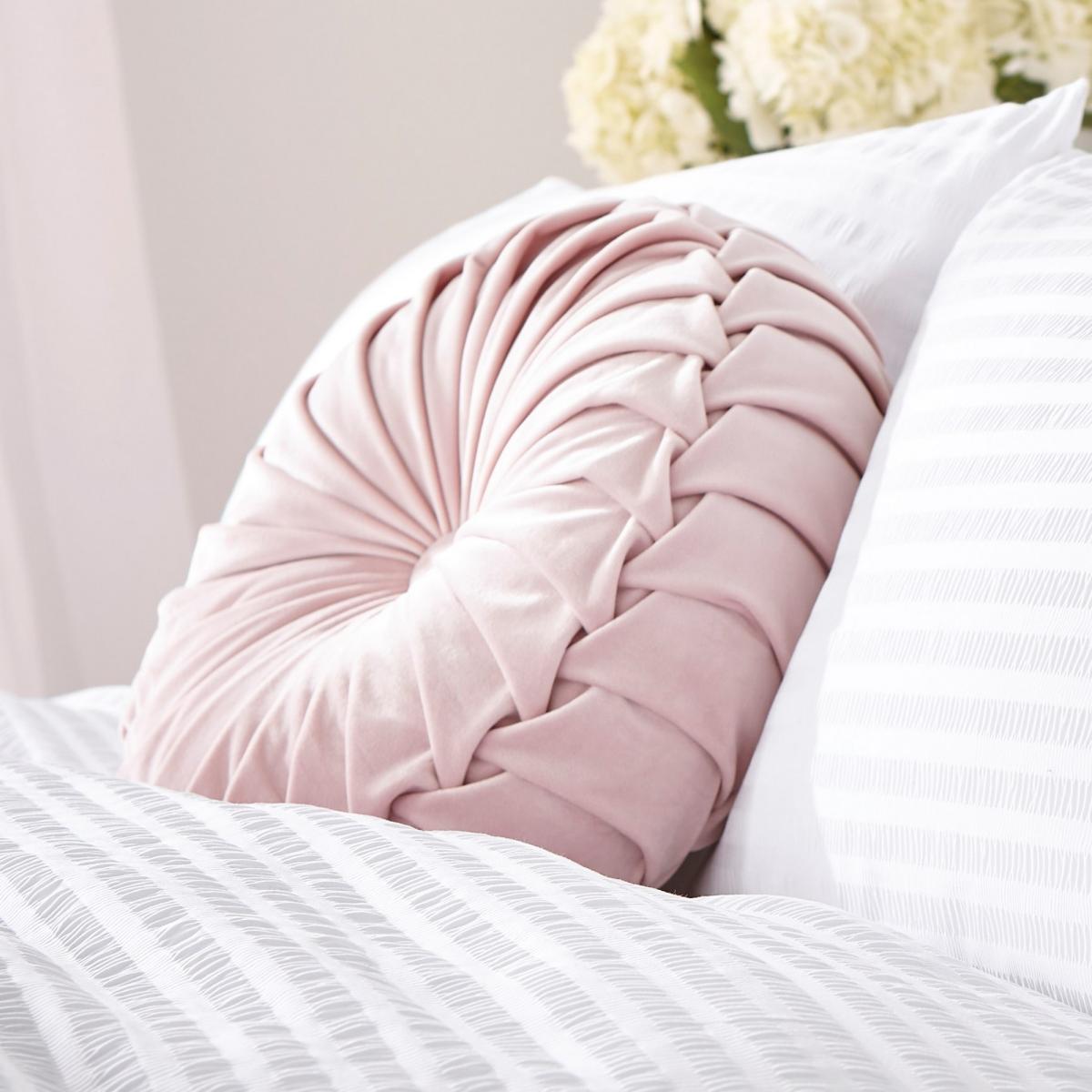 Rosanna Velvet Circle Cushion by Laura Ashley in Blush Pink35x14cm – image 2