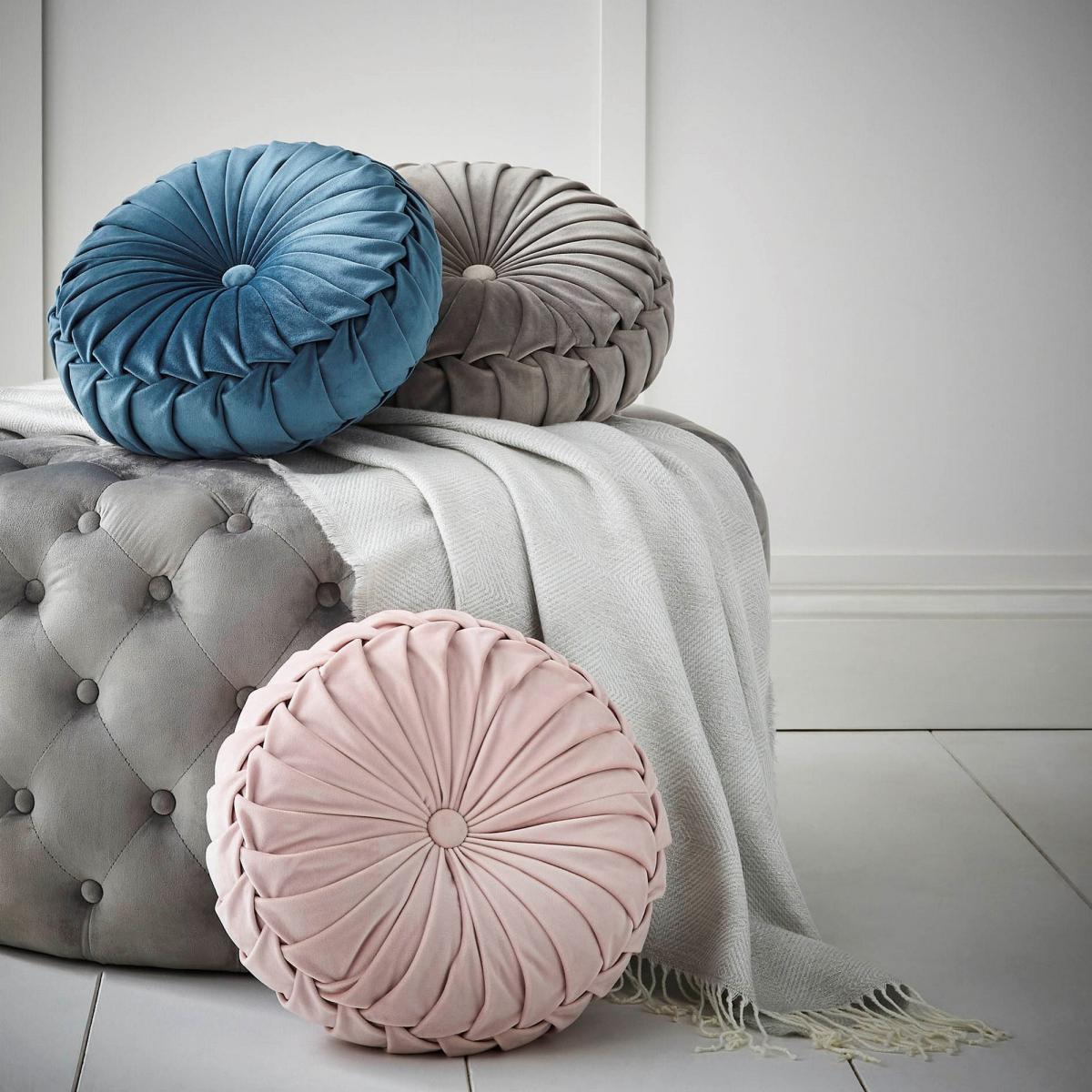 Rosanna Velvet Circle Cushion by Laura Ashley in Blush Pink35x14cm – image 3