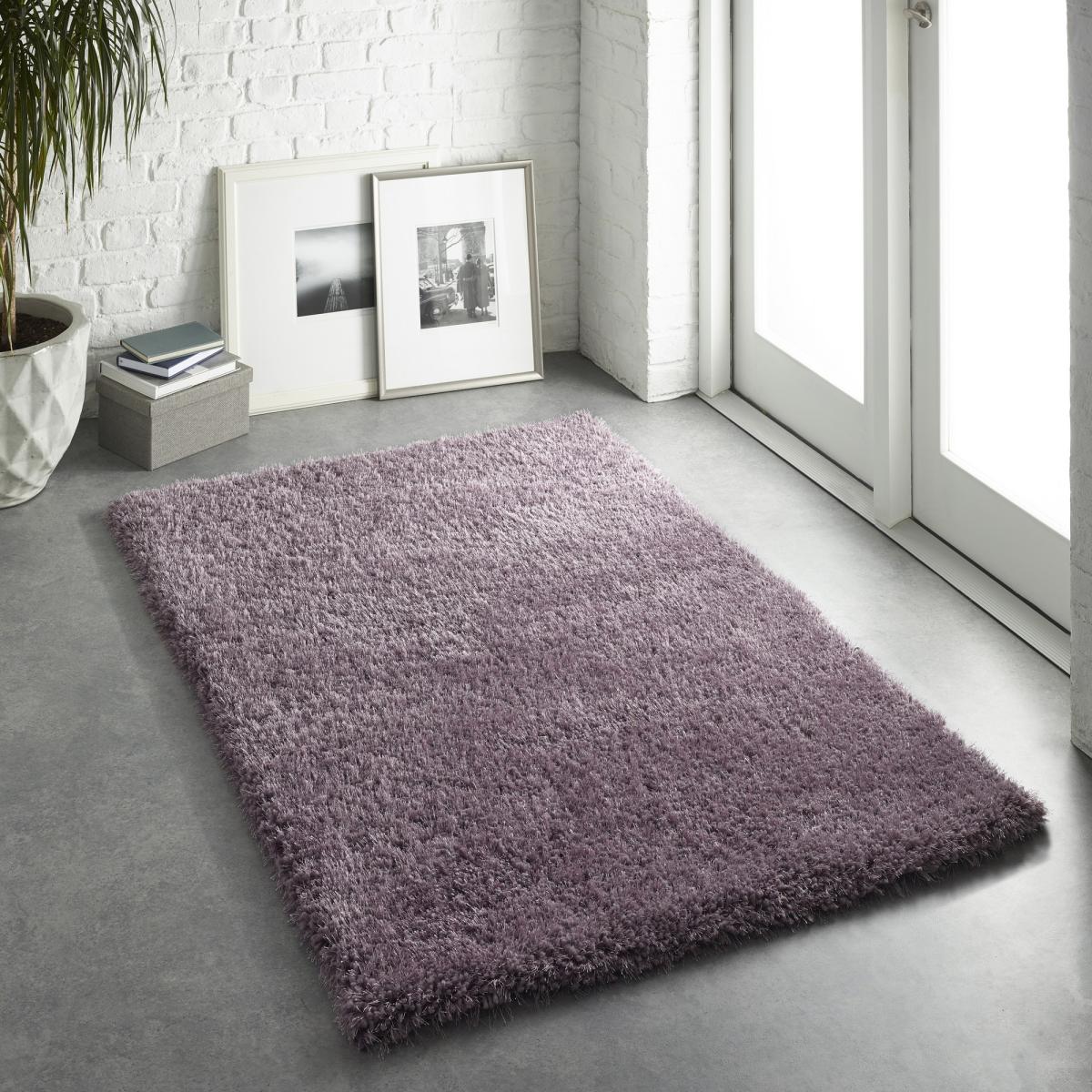Chicago Shaggy Modern Plain Rugs in Lavender 140x200cm – image 1