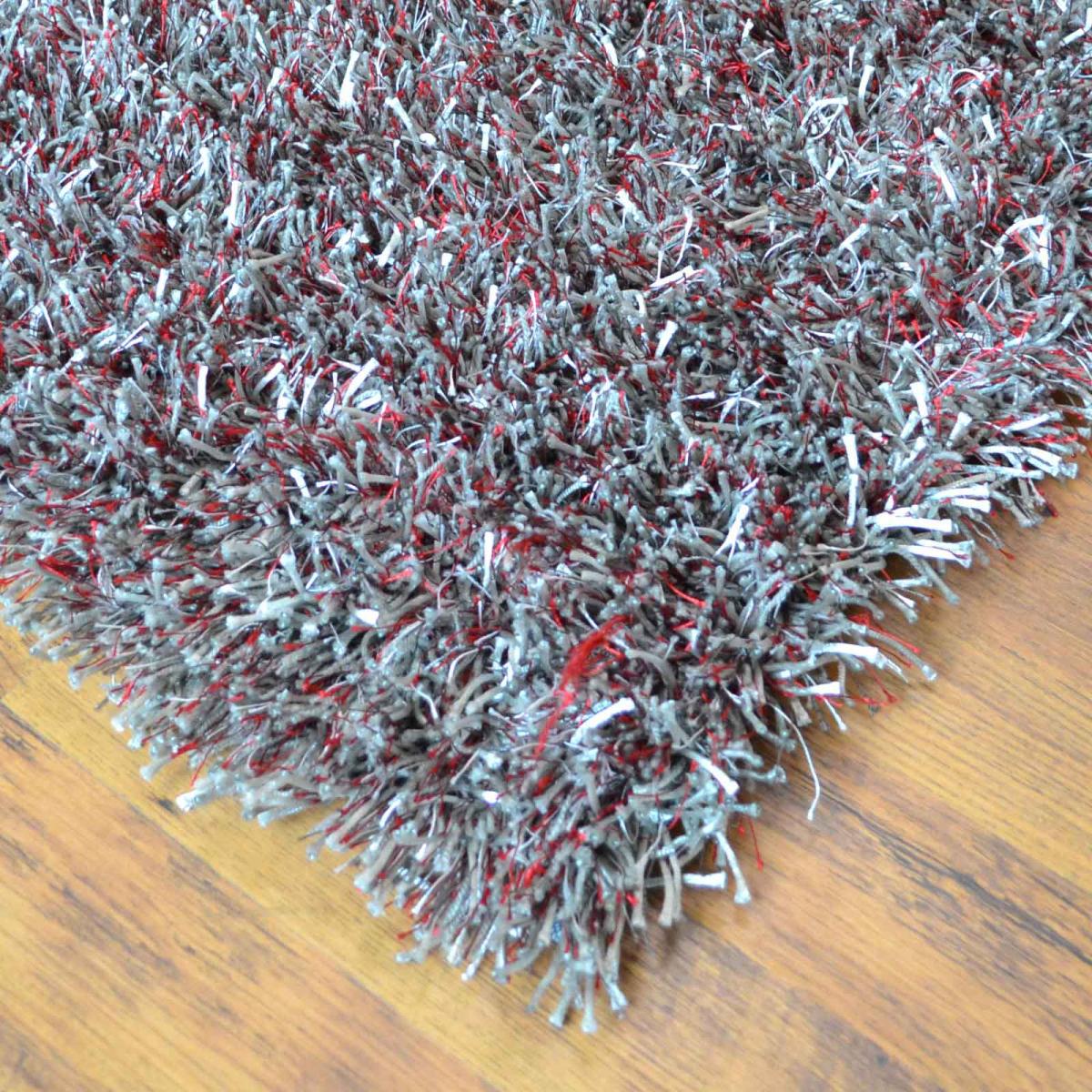 Lounge Collection Beat Shaggy Rugs Silver Red 12 200x200cm – image 2