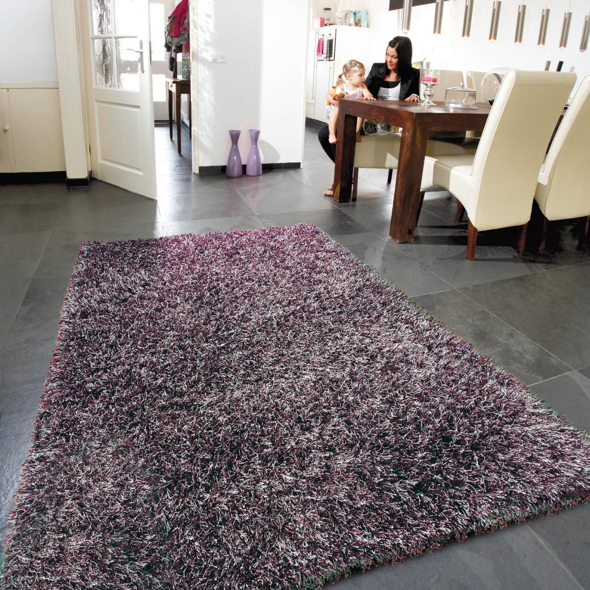 Lounge Collection Beat Shaggy Rugs Silver Red 12 200x200cm – image 1