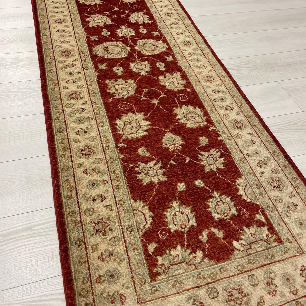 Ziegler Traditional Hand Knotted Wool Runner Rugs 46185 in Red Cream 236x76cm – image 3