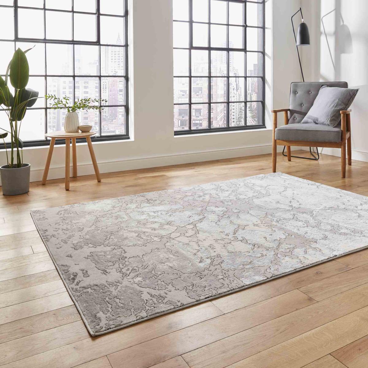 Apollo 2677 Modern Abstract Distressed Rugs in Grey Ivory White160x220cm – image 2