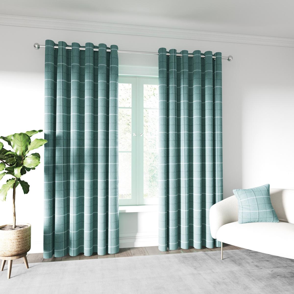 Harper Check Curtains by Helena Springfield in Duck Egg Green 168x137cm – image 1